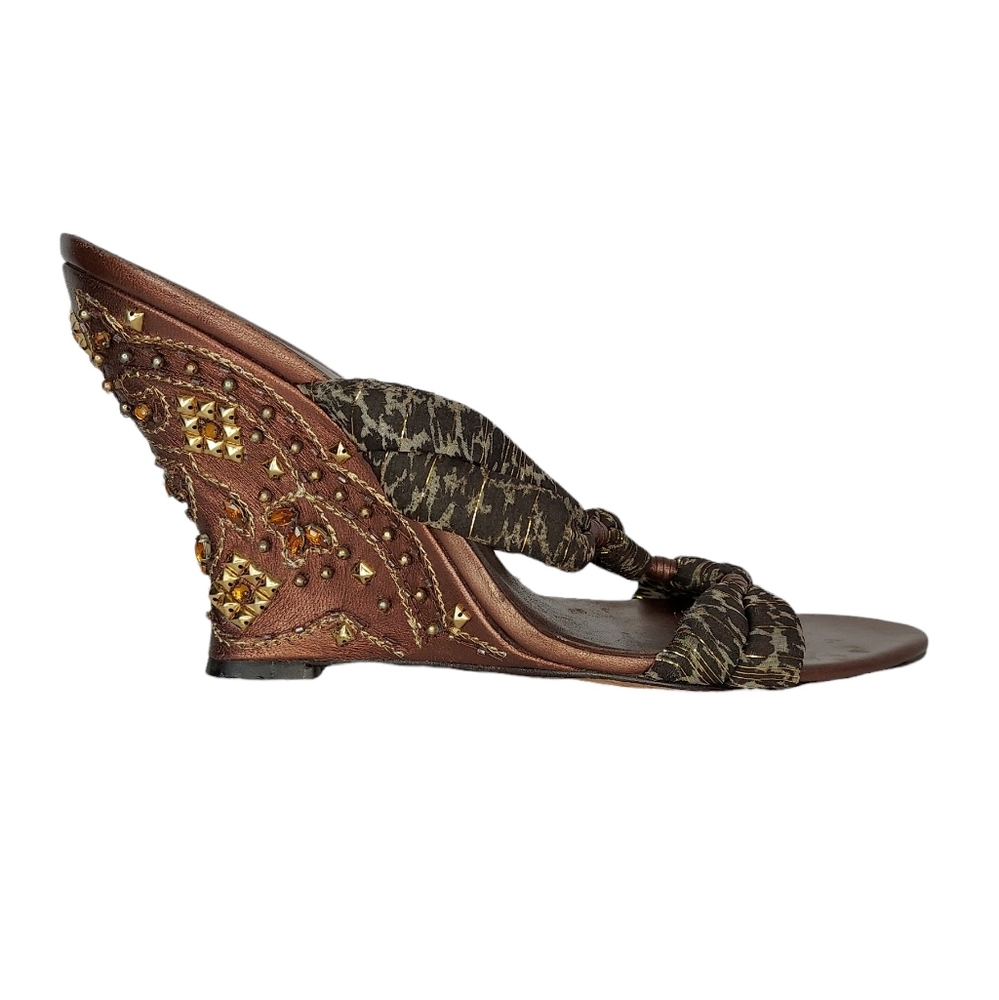 ColeHaan Embellished Wedge Sandals Size 10 - Picture 11 of 16